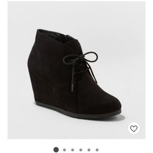 Black Wedge Booties